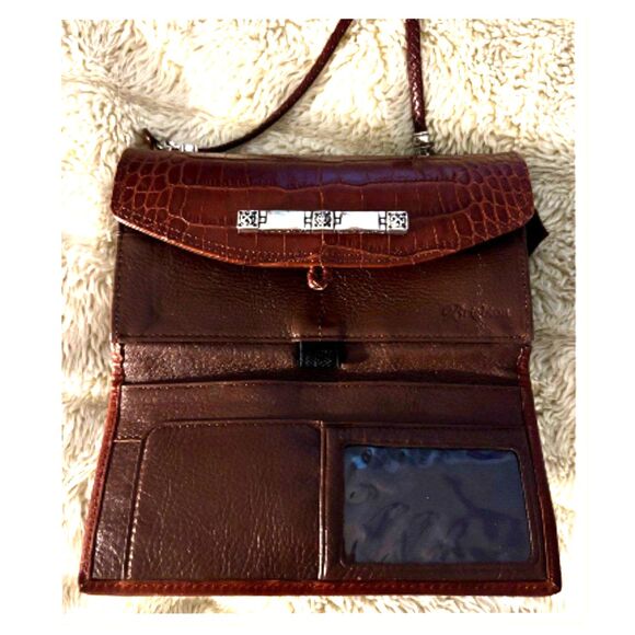 Vintage Brighton Crocodile Embossed Leather Crossbody Wallet - Purse - Picture 6 of 6